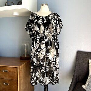 Ruti Melinda Chiffon Black White Camo Dress Sheer L/XL